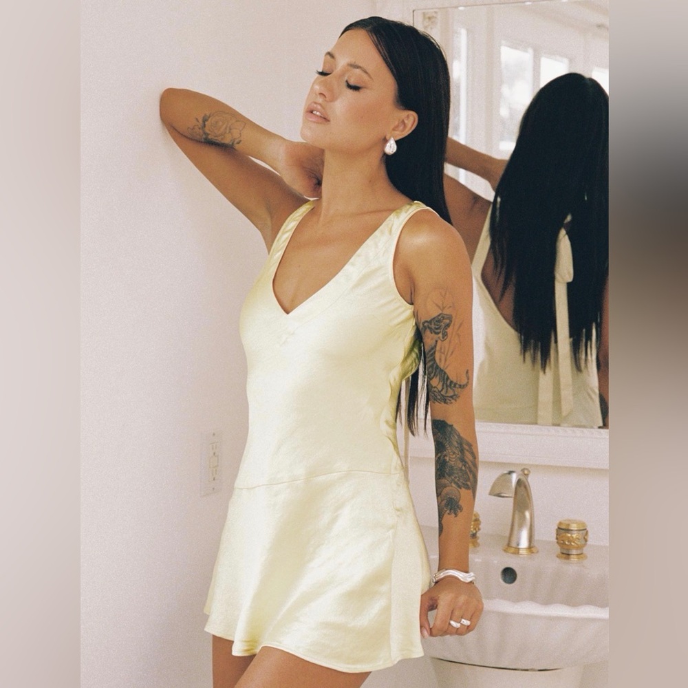Princess Polly Kingslie Low Back Mini Dress baby yellow